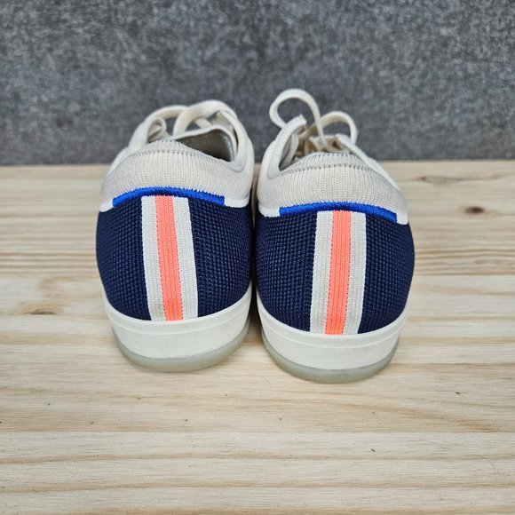 Rothy’s Lace Up Sneakers Classic Navy and Cream Striped - Picture 7 of 12